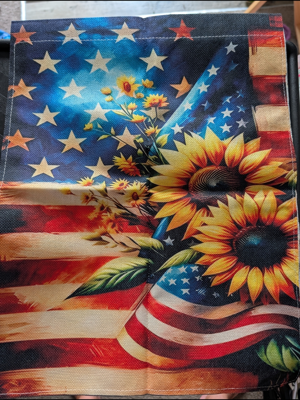 Patriotic Sunflower Garden Flag